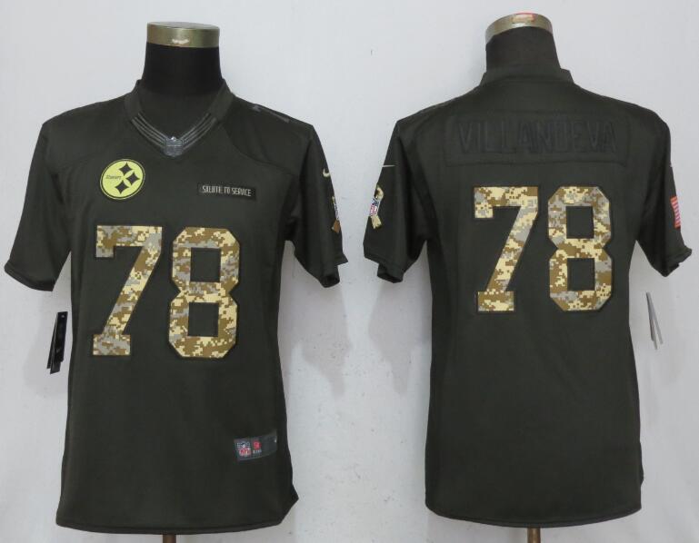 Women Pittsburgh Steelers #78 Villanueva Green Nike Salute To Service Limited Jerseys
